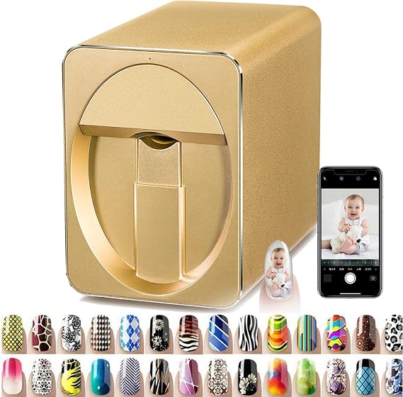 Portable Mobile Nail Printing Machine,Smart Nail Printer H1 Nail Art Printing Machine with Metal Case for Home Usage Nail Salon