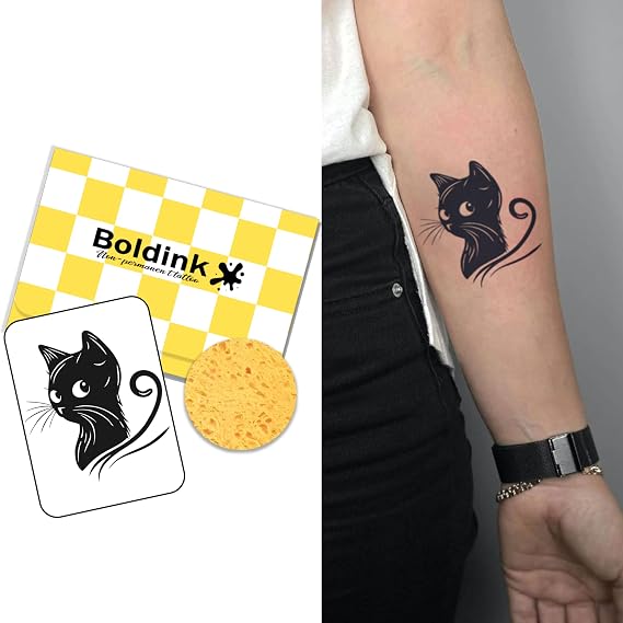 Black Cat Temporary Tattoos for Adults Realistic Fake Tattoo Waterproof