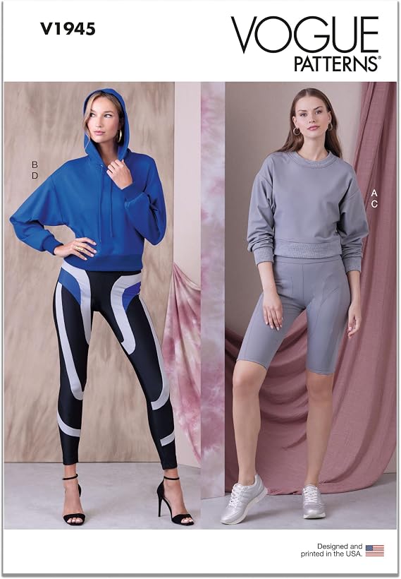 Vogue V1945A Misses Loose-Fitting Knit Tops and High-Rise Leggings Sewing Pattern Packet, Sizes XS-S-M-L-XL-XXL