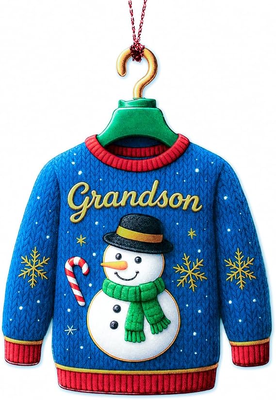 Grandson Christmas Ornament 2026 Grandson Ornament Holiday Decor Christmas Ornament Suncatcher Effect Window Hanging Car Hanging