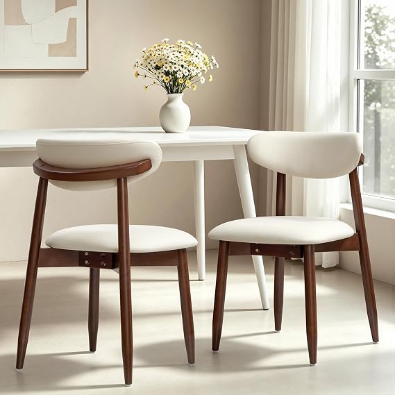 CHUN YI Dining Chairs Set of 2, Upholstered Solid Wood Dining Room Chairs