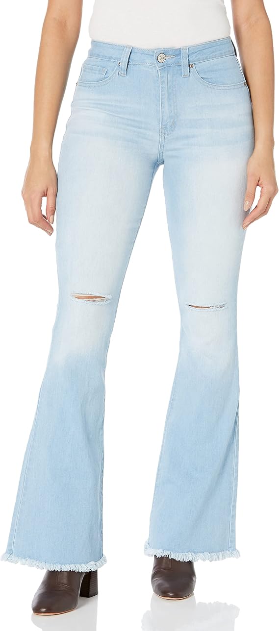 YMI Women's YMI Womens Jeans High-Rise Flare Jean with Frayed Hem
