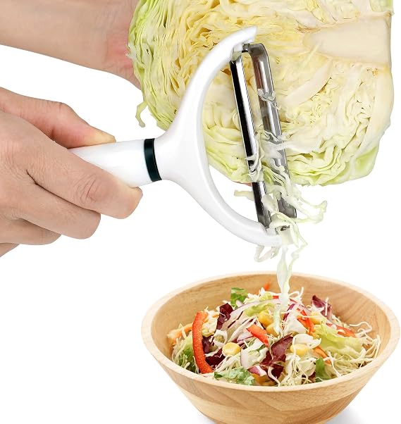 2Pack Cabbage Shredder, 3.5 Inch Wide Blade Vegetable Peeler | Cabbage peeler slicer for coleslaw, sauerkraut; Large Y veggie peeler with 4.6 inch long handle; White with green