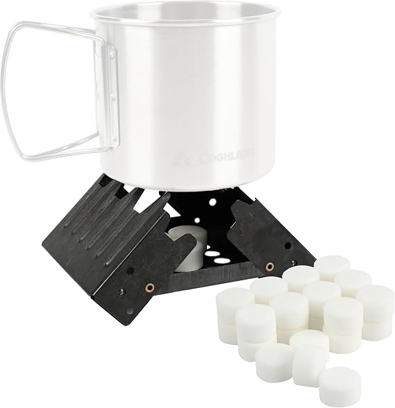 Coghlan's Emergency Stove - Lightweight, Portable Camping Stove for Backpacking, Survival, and Outdoor Cooking - Foldable Design with 24 Fuel Tablets Included (Compact for Travel and Storage)