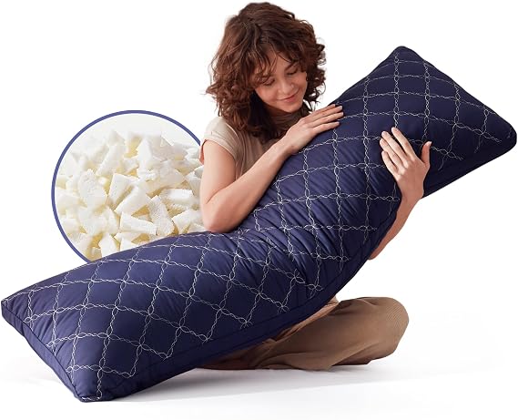 Decroom Memory Foam Body Pillow 20x54 Inch, for Side Sleepers, Navy Blue