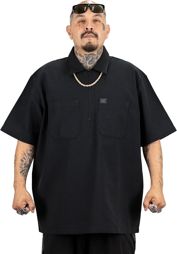 FB County Short Sleeve 1/2 Zip Shirt, Chest Pockets, Cotton-Poly