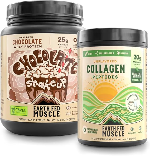 Earth Fed Muscle Complete Performance Bundle GrassFed Whey & Collagen Peptides