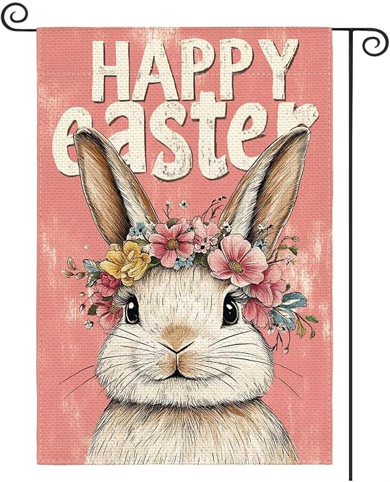 Festive Easter Garden Flag 12 x 18 Inch Cute Bunny Outdoor Lawn Yard Banner Decor Double‑Sided Seasonal Flag