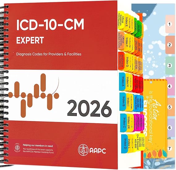Index Tabs for AAPC Version ICD-10-CM 2026/2025 The Complete Official Codebook, 56 Color Coded Clear PVC Laminated,50 Coding Guidelines and 6 Blank Tabs,Alignment Guide, Bookmarker(Book not Included)
