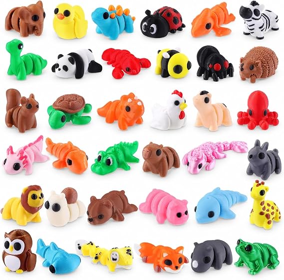 XIMISHOP 36 PCS Mini 3D Printed Animals Flexible Articulated Fidget Toys