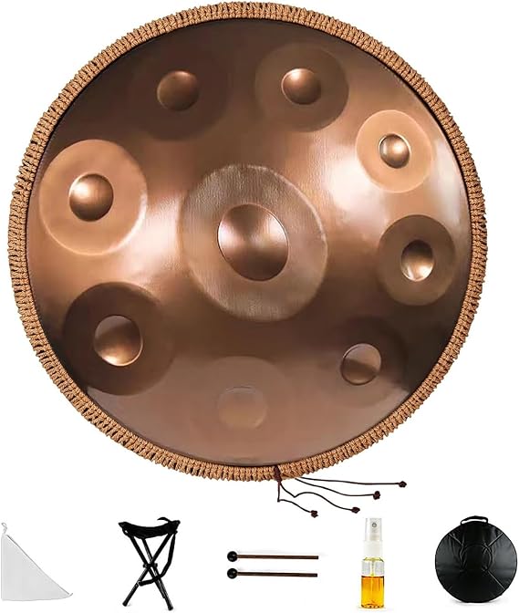 Handpan Drum 9 Notes/10 Notes/12 Notes, Standard Diameter 56cm Professional Handpan Hand Pands 440hz Hand Pandum Musical Instrument Handmade Beginners Meditation, Yoga Dupan Bag, 2 Hand Pan Mallets