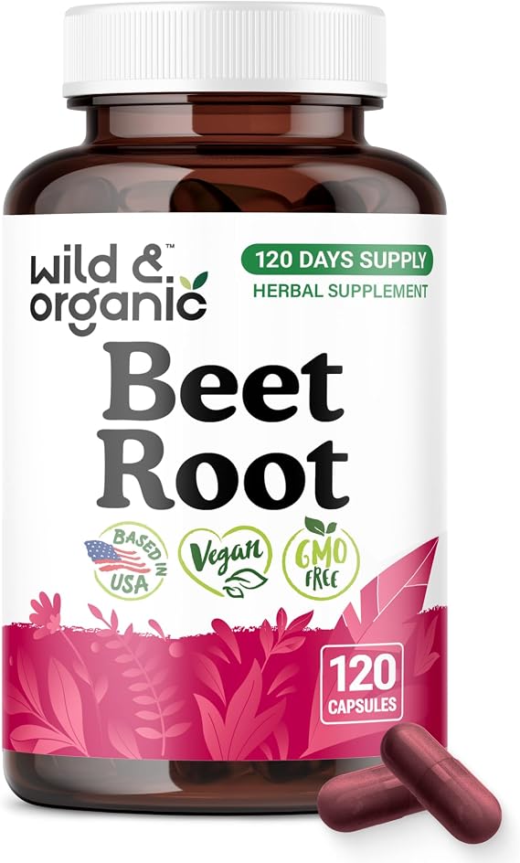 Wild & Organic Beet Root Capsules - Energy Support - 120 Count