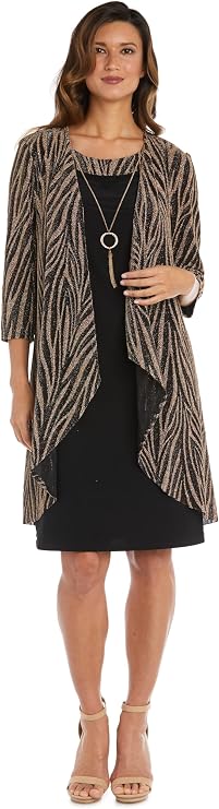 R&M Richards Women's Sparkling Duo Dress Set