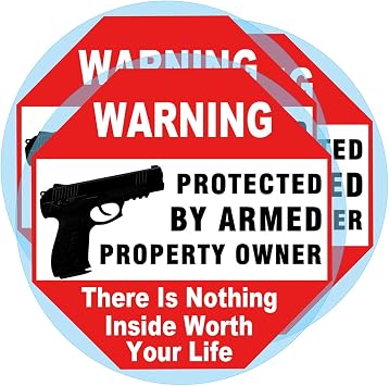 Warning Signs Gun There is Nothing Here Protected by Armed Property Owner Sign Static Cling Decal or Sticker on Window 6 x 6 Inch (Static Cling Decal)