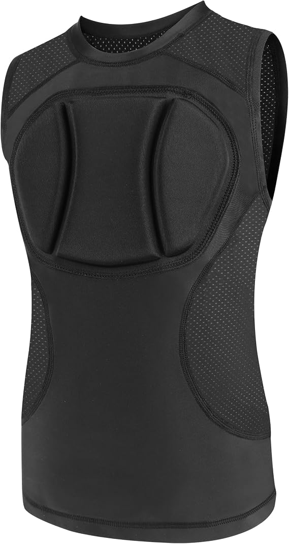 BARMACO Youth Baseball Chest Protector Compression Shirt, Padded Rib Guard | 3-Segment EVA Foam Pads, Ideal for Softball Football Baseball Lacrosse, Sternum & Rib Impact Protection, Breathable S/M/L/XL