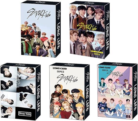 5 Pack/150 Pcs Stray Kids Lomo Card Photocards Greeting Card with Postcards Box