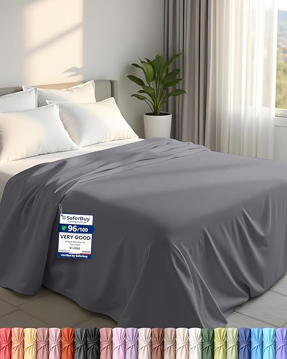 Utopia Bedding - Flat Sheet - Super King Size - Grey