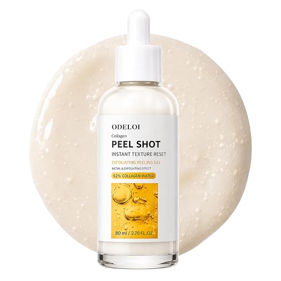 Collagen Peel Shot 62%, Exfoliating Serum with AHA BHA PHA, Ceramide & Panthenol for Dead Skin & Rough Texture, Gentle Gommage Peeling Gel, Korean Skin Care, 2.7 oz
