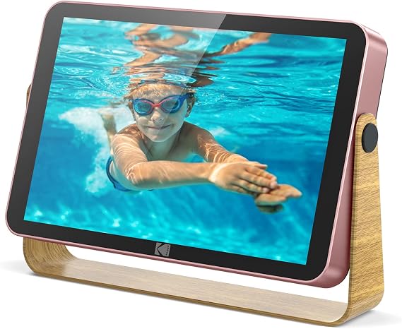 KODAK WiFi Digital Picture Frame 10.1 inch with 16GB Built-in Memory,4000mAh Battery,1280 * 800 Touch Screen 2.4GHz WiFi, Auto-Rotate, KODAK APP, Gift for Friends Family(Pink)
