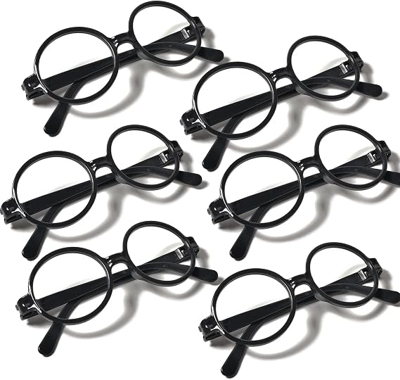 Black Wizard Glasses Plastic Halloween Costume Glasses Round Frame No Lens for St Patrick's Day Wizard Party Favors