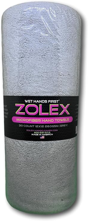 Zolex Micro Fiber Hand Towels - 30 Sheets - 12"x12" - 260GSM (Grey)