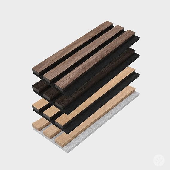 WVH Slatpanel Acoustic Wood Wall Panels - Soundproof Slatted Wood Panels for Wall and Ceiling (6 x 4" x 0.78") - 3D Textured Panel for Interior Wall Decor for Homes, Offices, Studios
