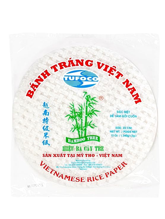 Premium Rice Papers, 30~32 Sheets Per Pack, 10.5 oz, Vietnamese Spring Roll Wrapper, Premium Rice Paper, Round 22cm