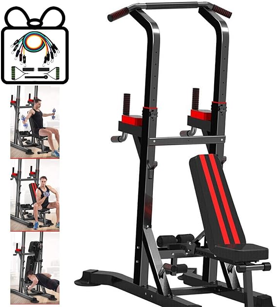 Power Tower Exercise Equipment Adjustable, Multi-Function Pull up Bar Station, Dip Station Pull up Bar for Home Gym 6 Adjustable Height, 330 LBS