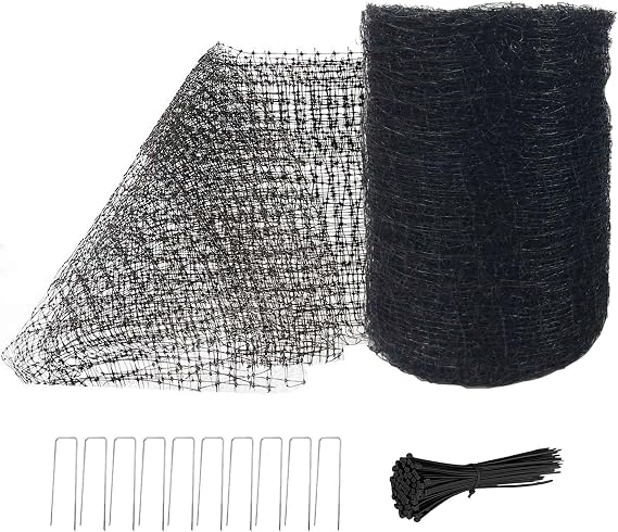 Feitore Deer Fence Netting, 7x100ft Garden Net Bird Netting,Reinforced Edge | Anti-UV Garden Fencing Kit for Plants Fruit Tree Vegetable Protection from Animals, 3/4" Fine Mesh, 10 Stakes & 50 Zip Ties