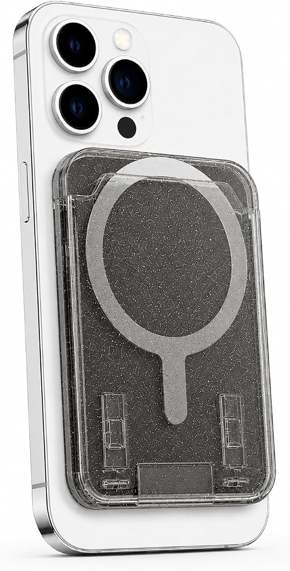 Coverzone Simli MagSafe Uyumlu Manyetik Kartlık Cüzdan, 2 Kart Kapasiteli Telefon Kartlığı, Güçlü Mıknatıslı İnce Kart Tutucu Füme