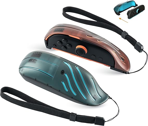 NITHO Mouse Grip Adapter Compatible with Switch 2 Controllers, FPS Mouse Mode Grip with Wrist Strap, Ergonomic Controller Grip for Precision Gaming, Gaming Accessory for Switch 2 (Blue & Orange)