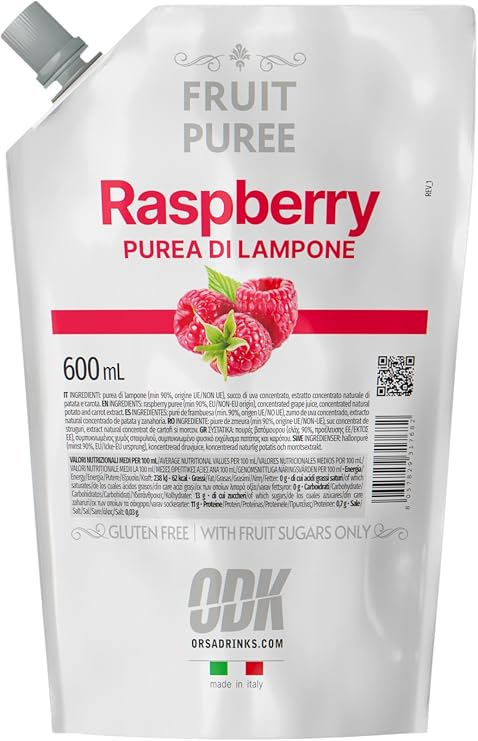 ODK Pure Raspberry Puree for Cocktails, Cooking, Baking and Desserts, 60cl
