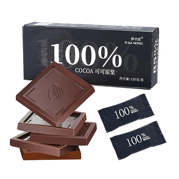 Dark Chocolate Bar,Boxed Dark Chocolate Candy,0 Added Sucrose,Fitness Meal Replacement,Casual Snacks 4.2 Oz Pack of 1, 100% Cocoa