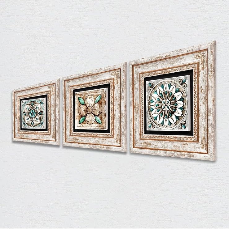 Pinecone Stone Fas Desenli Vintage, Çini Sanatı Taş Duvar Tablosu - Çerçeveli Taş Tablo - Dekoratif Duvar Sanatı - Modern Ev ve Ofis Duvar Dekoru T3-173