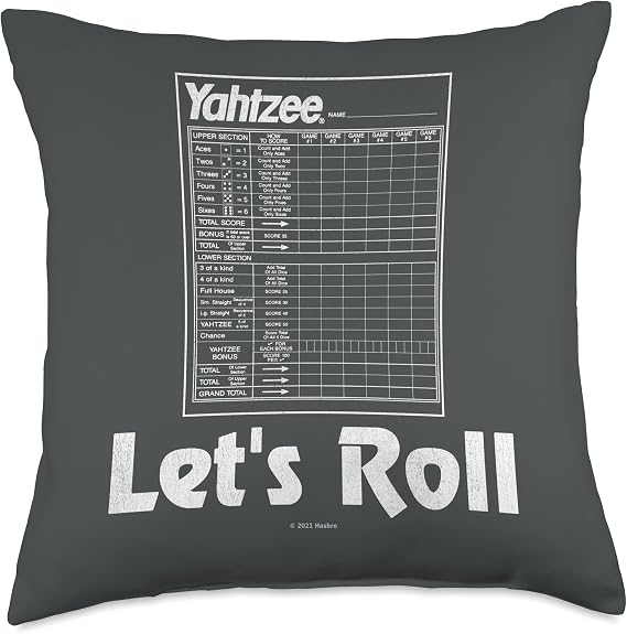 Yahtzee Score Sheet Let's Roll Throw Pillow