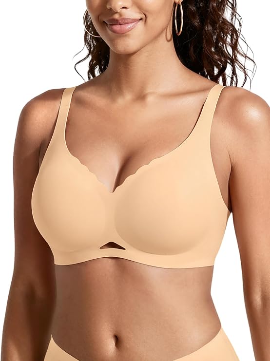Wireless Jelly Bras for Women - S-2XL Scalloped Padded T-Shirt Bra