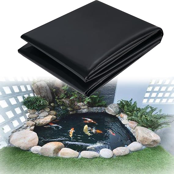 Black Pond Liner HDPE Fish Pond Liners Sunscreen Membrane - 6.5x26ft 13x20ft 20x20ft 23x23ft Tear-Proof Pond Lining Small Ponds Film for Stream Garden Waterfall(3x7m/10x23ft)
