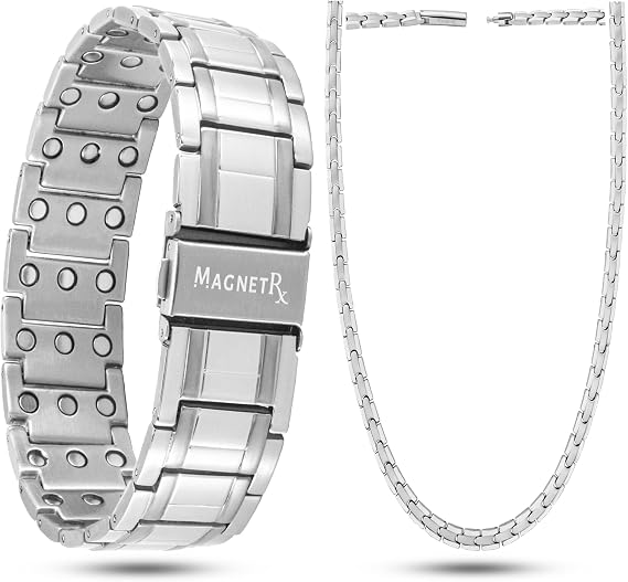 MagnetRX Matching Magnetic Bracelet & Necklace Ultra Strength Titanium Magnetic Bracelets & Necklace Premium Quality, Comfortable and Stylish Jewelry Set