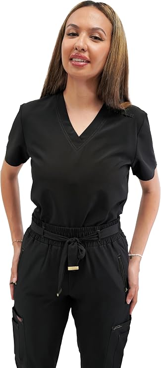 FUBU Women's 5-Pocket V-Neck Scrub Top Medical Nursing Uniform