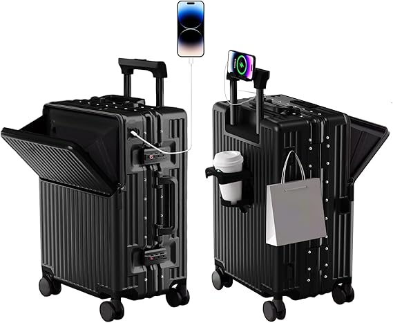 Zipperless Luggage, 22.4x15.4x9.4 Aviation Certified, Polycarbonate Aluminum Hardshell, Expandable Carry-On Luggage with Spinner Wheels, Hardshell Luggage, 20 Inch Cabin