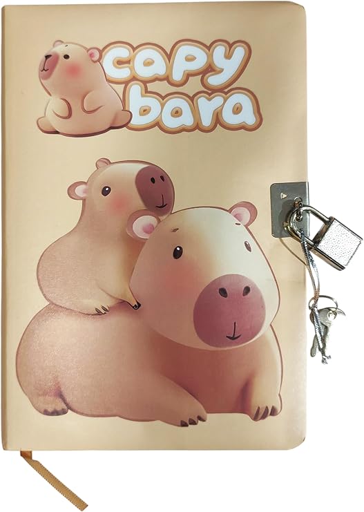 Capybara Hatıra Defteri (Günlük) Kilitli Defter 80 yaprak - Sweet Kapibara