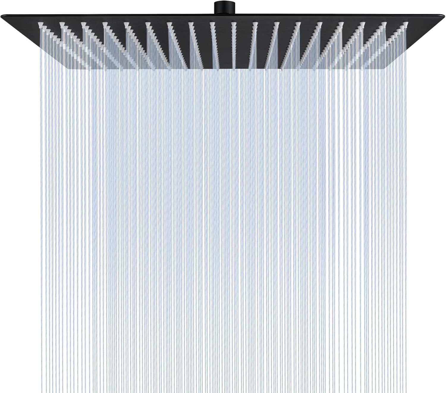 16 Inch Square Rain Shower Head, 304 Stainless Steel, Ultra Thin High Pressure Bathroom Rain Shower Head (Matte Black) (324 Jet)