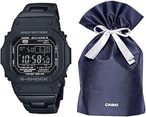 G-SHOCK GW-M5610U Casio Radio Solar Wristwatch, Metal Core Band: Black Gift Set