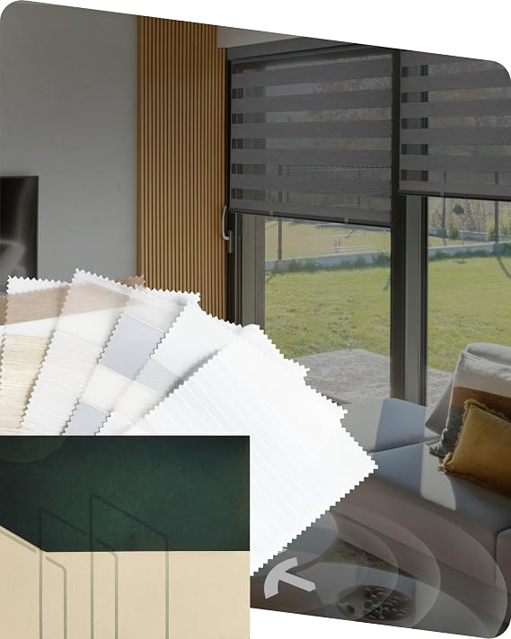 Yoolax Motorized Matter Zebra Blinds, Multicolor Fabric Samples