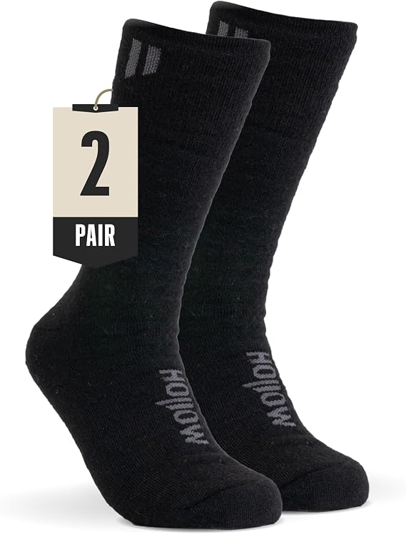HOLLOW Alpaca Boot Socks for Men and Women, Moisture Wicking Alpaca Socks for Hiking, Running, Temperature Regulating