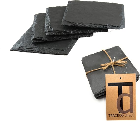 Slate Square Drinks Coasters 10cm x 10cm Set of 8