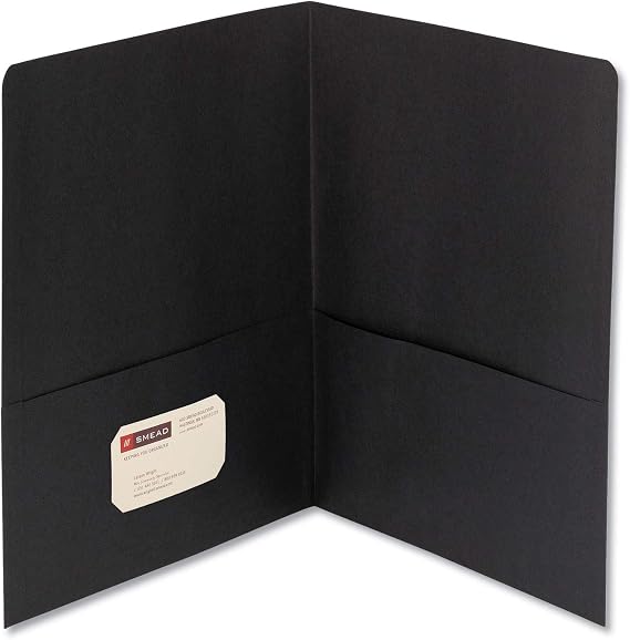 Smead Two-Pocket Heavyweight Folder, Letter Size, Black, 25 per Box (87853), Pack of 1