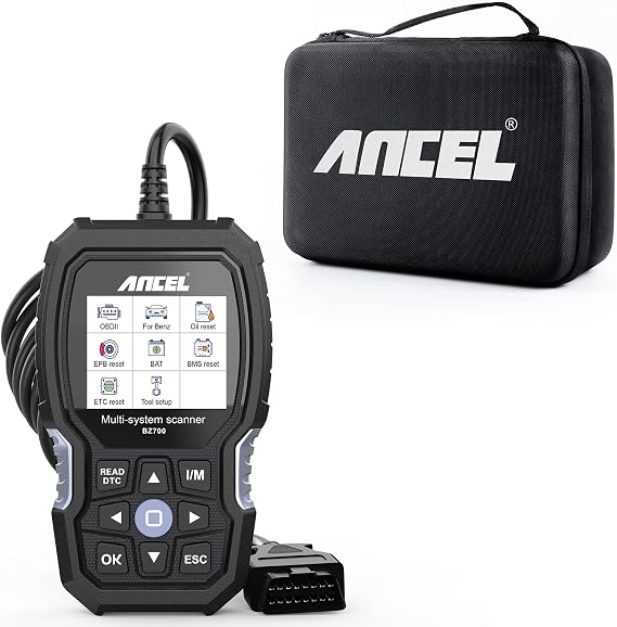 ANCEL BZ700 with Case Professional OBD2 Scanner for Mercedes Benz Sprinter Smart, Read/Erase Transmission ABS SRS Airbag SAS TPMS Error Codes Diesel Car Diagnostic Reset Scan Tool Engine