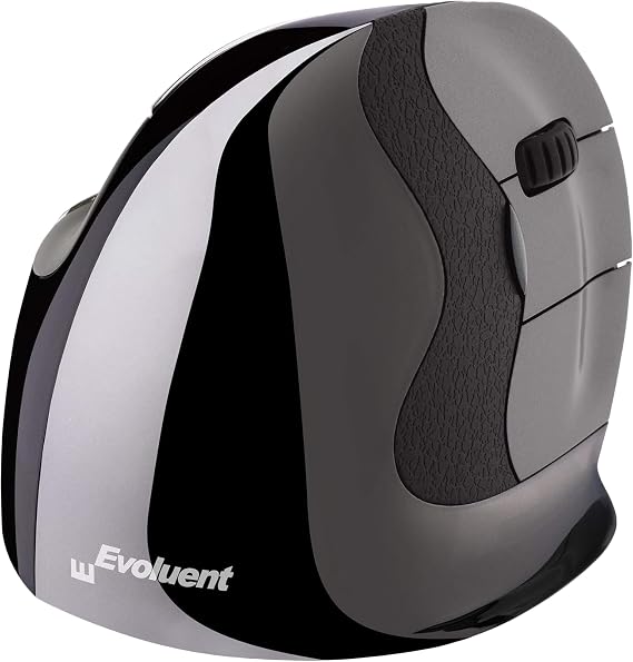 Evoluent Inventor of The Vertical Mouse VMDLW Ergonomic Vertical Mouse Right Hand Large USB Wireless, Sculpted for Comfort, Reduces Wrist Strain, 4 Speeds, 6 Customizable Buttons in Windows