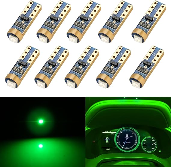 Extremely Bright 3030 Chipsets Wedge T5 74 73 37 Bulb Lamp Replacement for Car Interior Footwell Glove Box Instrument Indicator Panel Lights, Green